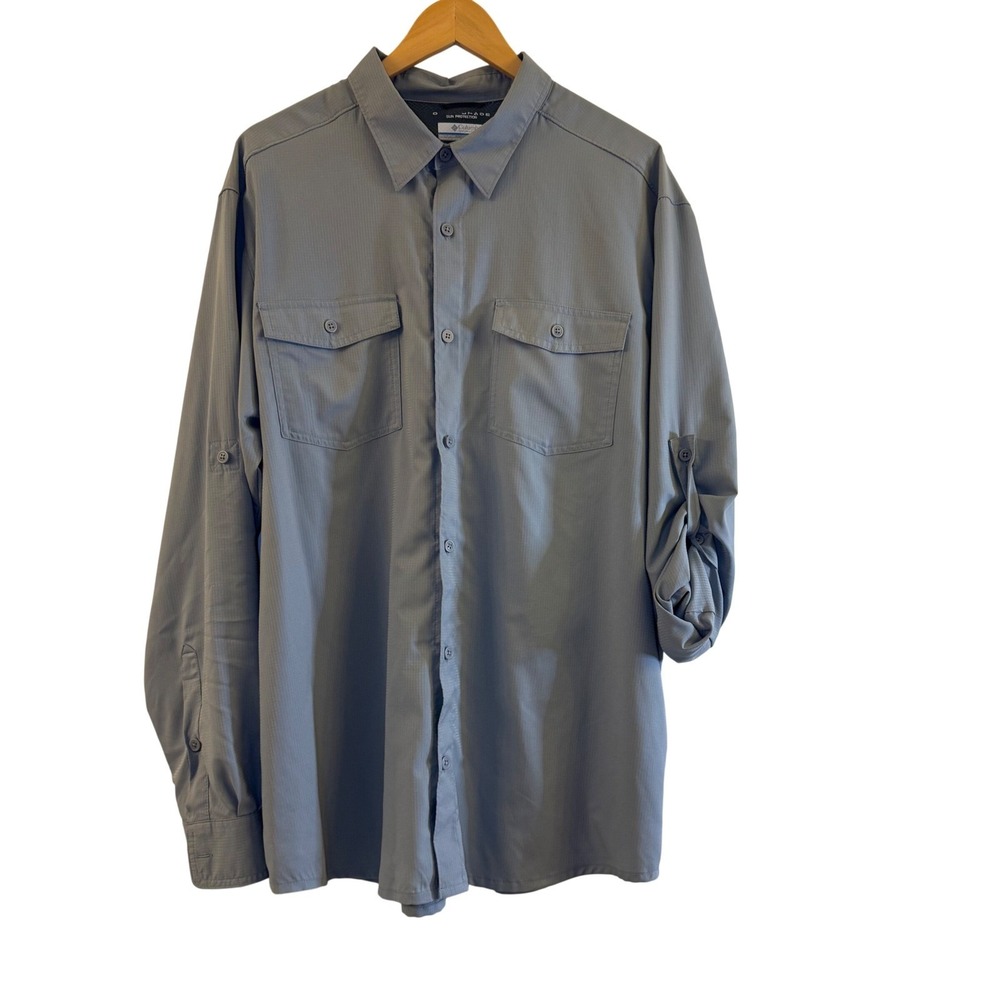 Columbia Men's Gray Sun Protection Long Sleeve Button Up Shirt XL Omni-Shade - Picture 3 of 12
